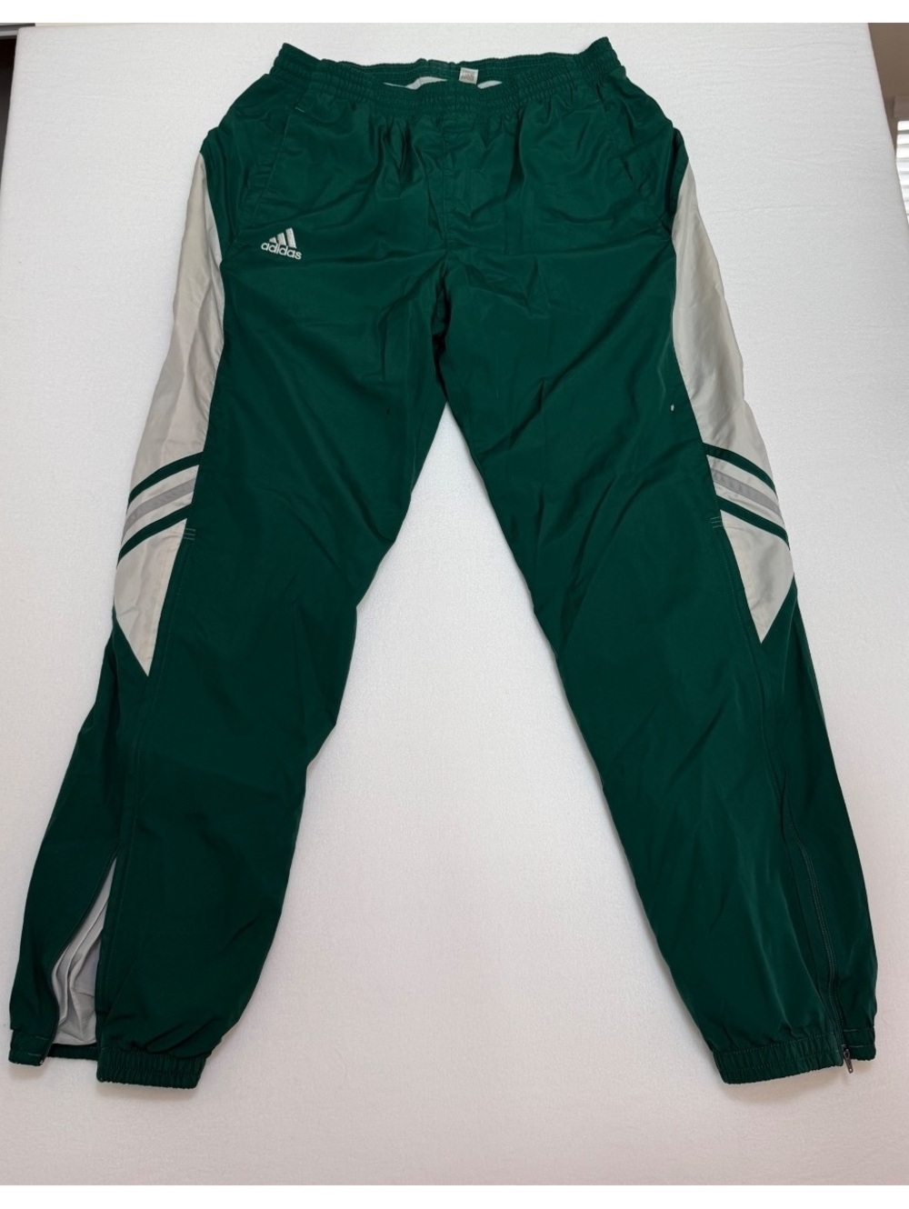 Adidas Men's Green and White Athletic Track Pants Size XL